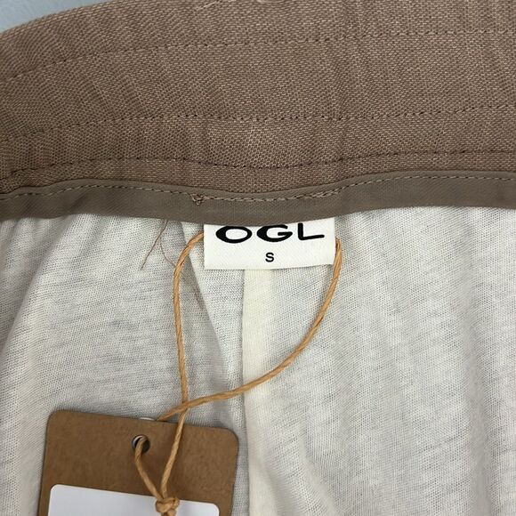 NWT OGL Tencel-Linen Pants Wrinkle-Free Tucked Wide Leg Trouser - Deep Oatmeal - Picture 4 of 10